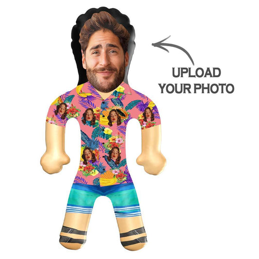 Personalized Blow Up Dolls Hawaiian Shirt Flowers and Fruits Funny Inflatable Man Printed Face for Party Favors