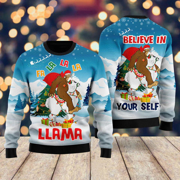 Bigfoot Riding Llama Christmas Ugly Christmas Sweater For Men & Women Christmas Gift Sweater US1391 - WeCustomit