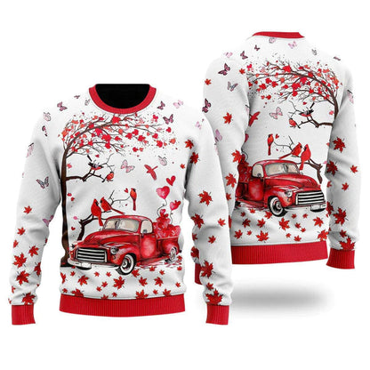 Spring Red Truck Ugly Christmas Sweater For Men & Women Christmas Gift Sweater US1991 - WeCustomit