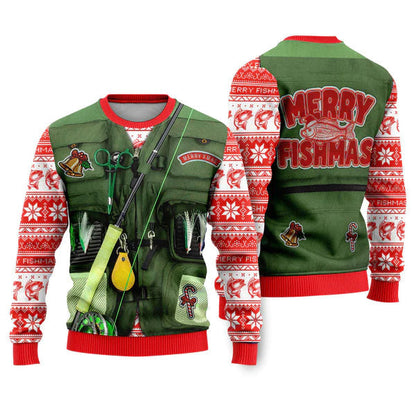 Merry Fishmas Fishing Costume Ugly Christmas Sweater For Men & Women Christmas Gift Sweater US2290 - WeCustomit