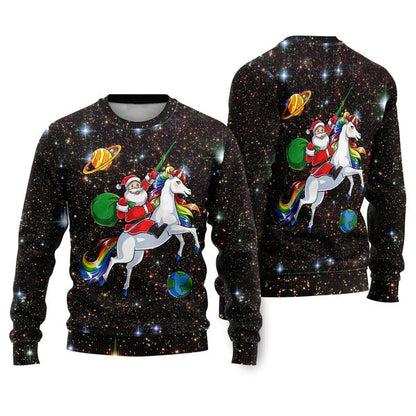 Christmas Santa Riding Unicorn Ugly Christmas Sweater For Men & Women Christmas Gift Sweater US1396 - WeCustomit