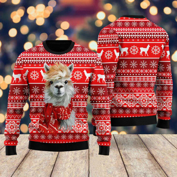 Festive Llama Xmas Ugly Christmas Sweater For Men & Women Christmas Gift Sweater US1994 - WeCustomit