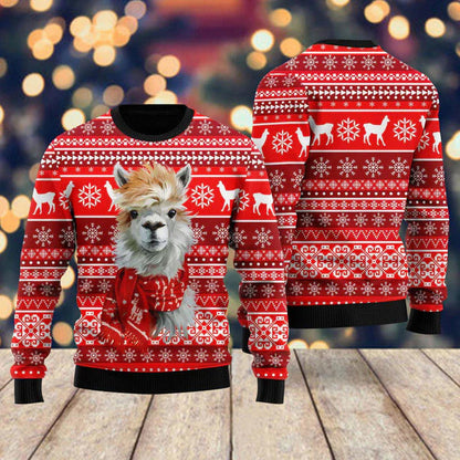 Festive Llama Xmas Ugly Christmas Sweater For Men & Women Christmas Gift Sweater US1994 - WeCustomit