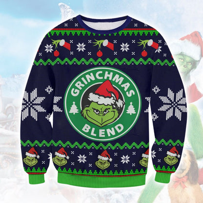 Grin Blend Ugly Christmas Sweater For Men & Women Christmas Gift Sweater PT1091 - WeCustomit