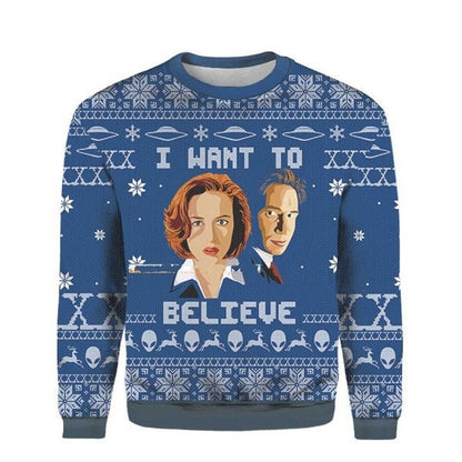 I Want To Believe Ugly Christmas Sweater For Men & Women Christmas Gift Sweater PT1134 - WeCustomit