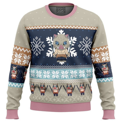 Chibi Christmas Inosuke Hashibira demon Ugly Christmas Sweater For Men & Women Christmas Gift Sweater BH759 - WeCustomit