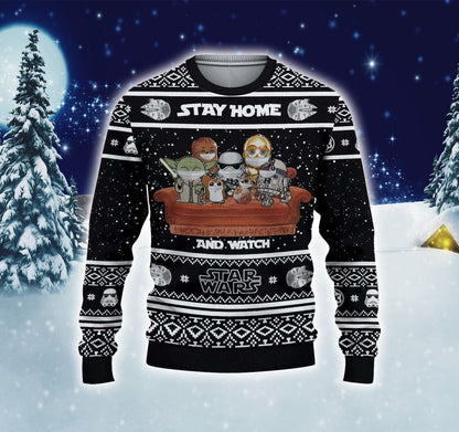 Stay Home And Watch Ugly Christmas Sweater For Men & Women Christmas Gift Sweater PT1194 - WeCustomit