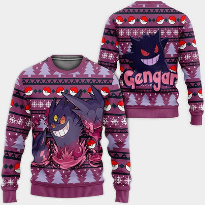 Anime Gengar Pokemon Christmas Ugly Christmas Sweater For Men & Women Christmas Gift Sweater PT1318 - WeCustomit