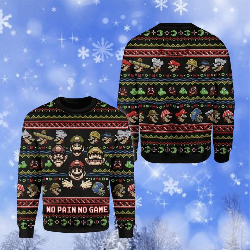 Super Mario Ugly Christmas Sweater For Men & Women Christmas Gift Sweater BH905 - WeCustomit