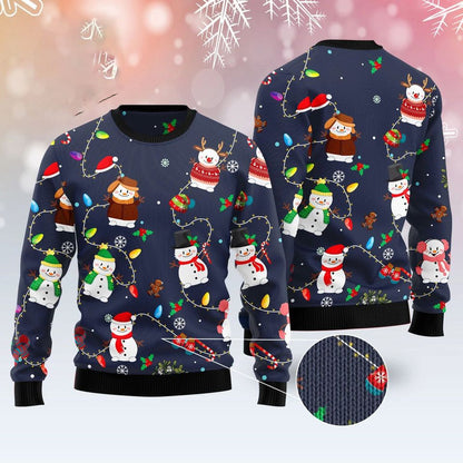 Snowman Light Ugly Christmas Sweater For Men & Women Christmas Gift Sweater BH956 - WeCustomit