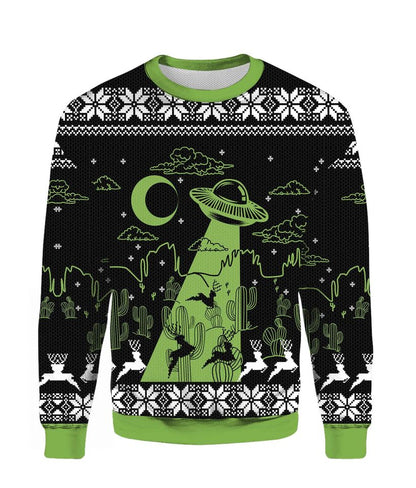 UFO Holographic Ugly Christmas Sweater For Men & Women Christmas Gift Sweater PT1366 - WeCustomit