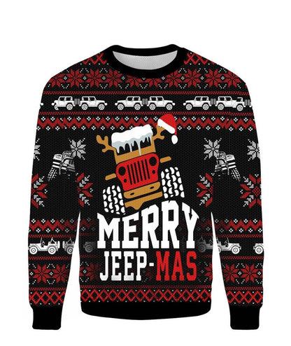 Merry Jeepmas Ugly Christmas Sweater For Men & Women Christmas Gift Sweater PT1388 - WeCustomit
