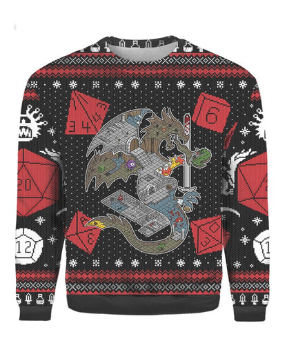 Dragon DnD Ugly Christmas Sweater For Men & Women Christmas Gift Sweater PT1446 - WeCustomit