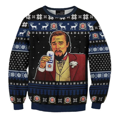Unisex Light beer Laughing Leo Meme 3D Ugly Christmas Sweater For Men & Women Christmas Gift Sweater BH1138 - WeCustomit
