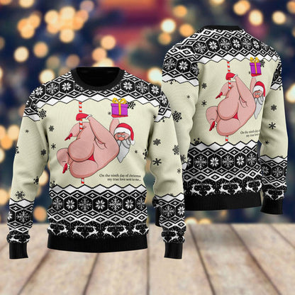 Sexy Santa Dancing On The Ninth Day Of Christmas Ugly Christmas Sweater For Men & Women Christmas Gift Sweater US1574 - WeCustomit