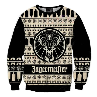 Unisex Jagermeister Black 3D Ugly Christmas Sweater For Men & Women Christmas Gift Sweater BH1209 - WeCustomit