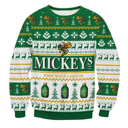 Unisex Mickeys Fine Malt Liquor 3D Ugly Christmas Sweater For Men & Women Christmas Gift Sweater BH1240 - WeCustomit