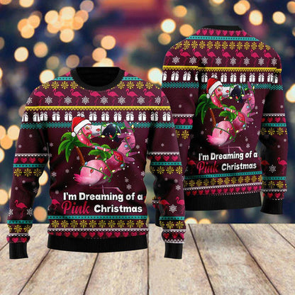Flamingo Dream Of Pink Christmas Ugly Christmas Sweater For Men & Women Christmas Gift Sweater US1095 - WeCustomit