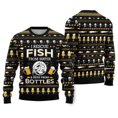 Rescue Fish From Water Beer Ugly Christmas Sweater For Men & Women Christmas Gift Sweater US2232 - WeCustomit