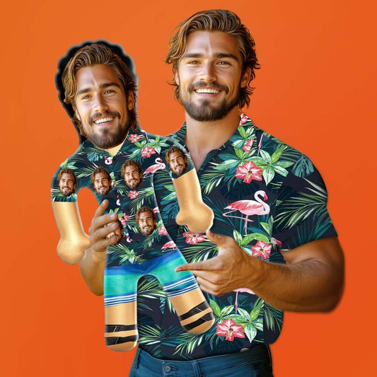 Personalized Blow Up Dolls Hawaiian Shirt Colorful Flamingo Funny Inflatable Man Printed Face for Party Favors