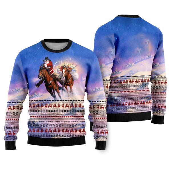Cowboy Santa Claus Ugly Christmas Sweater For Men & Women Christmas Gift Sweater US1639 - WeCustomit