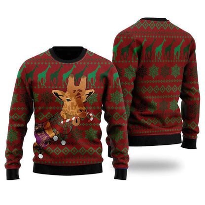 Giraffe Winter Ugly Christmas Sweater For Men & Women Christmas Gift Sweater US2356 - WeCustomit