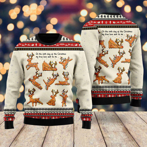 Nine Lazzies Sexy Reindeer Dancing Ugly Christmas Sweater For Men & Women Christmas Gift Sweater US2024 - WeCustomit
