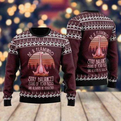 Flamingo Yoga Ugly Christmas Sweater For Men & Women Christmas Gift Sweater US1810 - WeCustomit