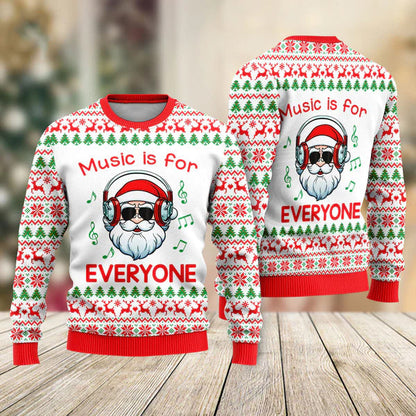 Funny Santa Music Is For Everyone Ugly Christmas Sweater For Men & Women Christmas Gift Sweater US2030 - WeCustomit