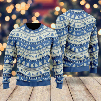 This Is Blue Holiday Pattern Ugly Christmas Sweater For Men & Women Christmas Gift Sweater US2035 - WeCustomit