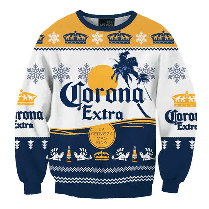 Unisex Corona Extra 3D Ugly Christmas Sweater For Men & Women Christmas Gift Sweater BH1272 - WeCustomit