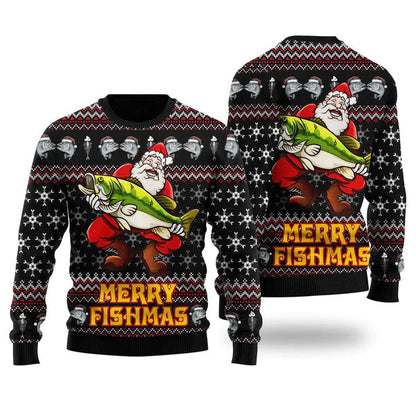 Merry Fishmas Santa Loves Fishing Ugly Christmas Sweater For Men & Women Christmas Gift Sweater US2249 - WeCustomit
