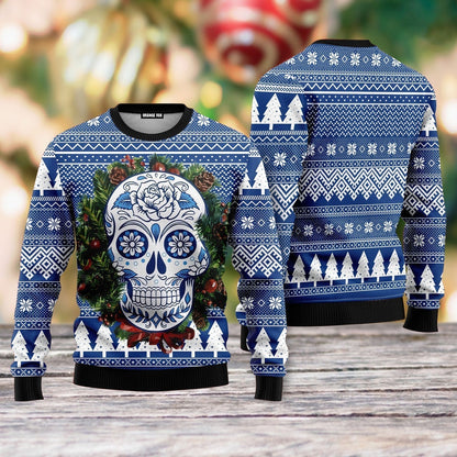 Awesome Sugar Skull Ugly Christmas Sweater - WeCustomit