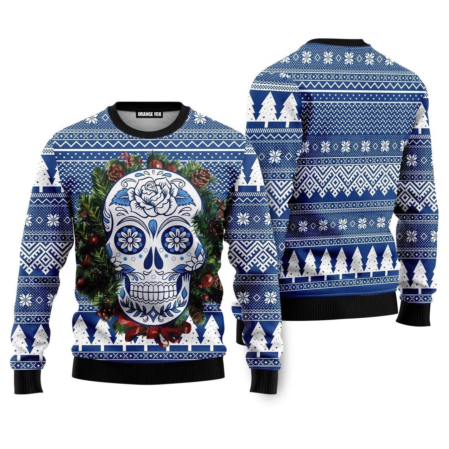 Awesome Sugar Skull Ugly Christmas Sweater - WeCustomit