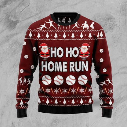 Baseball Hoho Home Run Funny Santa Christmas Ugly Christmas Sweater For Men & Women Christmas Gift Sweater US2716 - WeCustomit