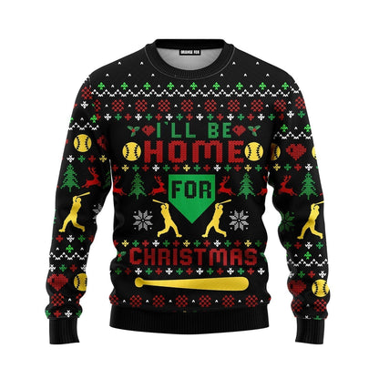 Baseball Home Run Ugly Christmas Sweater - WeCustomit
