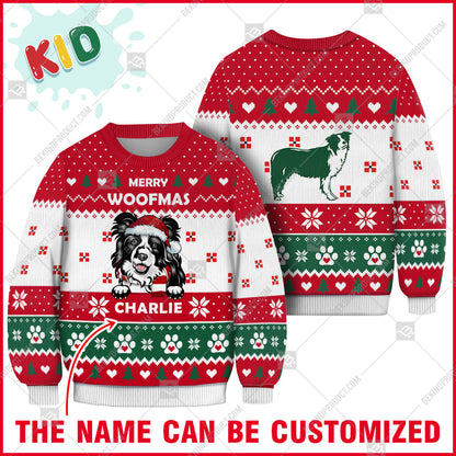 Border Collie Dog Christmas Paw Heart Print Ugly Christmas Sweater Print Sweatshirt - Personalized Custom - Best Gift For Noel - WeCustomit