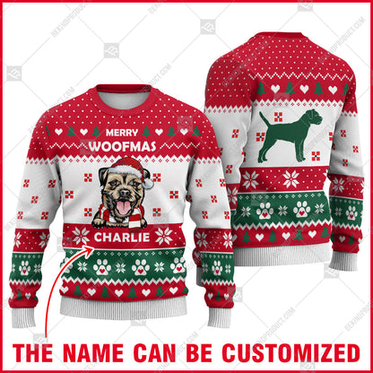 Border Terrier Dog Christmas Paw Heart Print Ugly Christmas Sweater Print Sweatshirt - Personalized Custom - Best Gift For Noel - WeCustomit