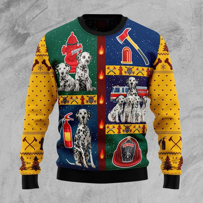 Brave Dalmatian Firefighter Ugly Christmas Sweater For Men & Women Christmas Gift Sweater US3387 - WeCustomit