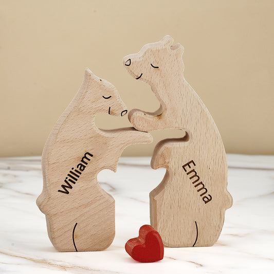 Customized Puzzle for Families with Wooden Bears, Personalized Names, Home Décor Gifts