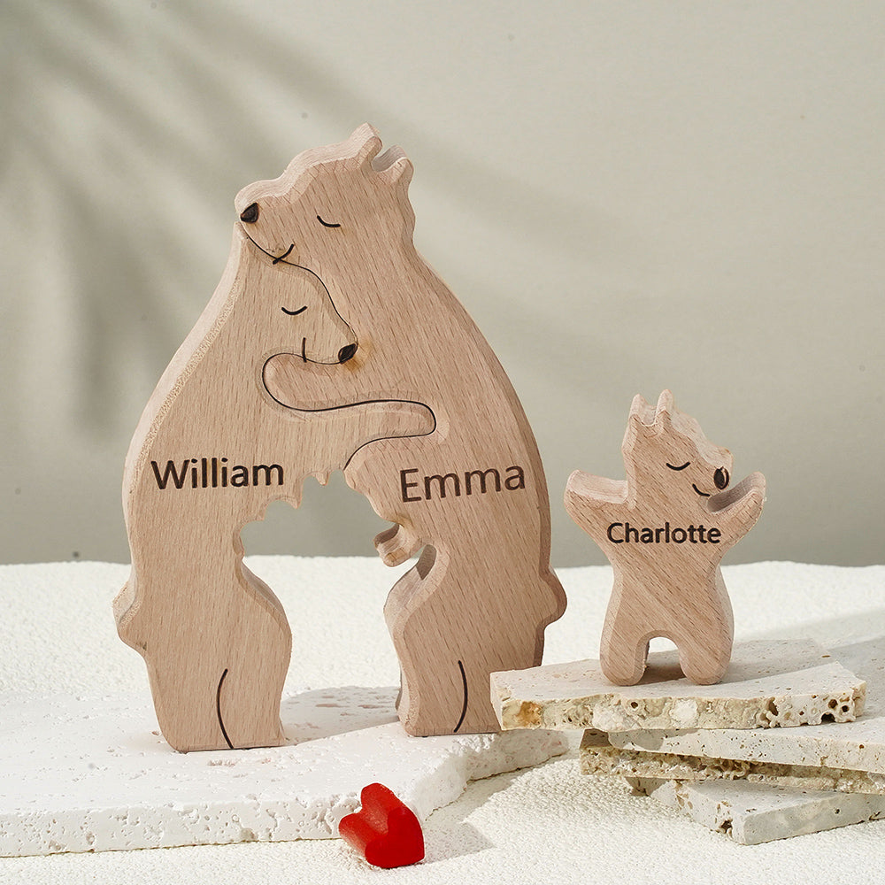 Customized Puzzle for Families with Wooden Bears, Personalized Names, Home Décor Gifts