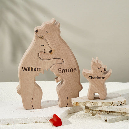 Customized Puzzle for Families with Wooden Bears, Personalized Names, Home Décor Gifts