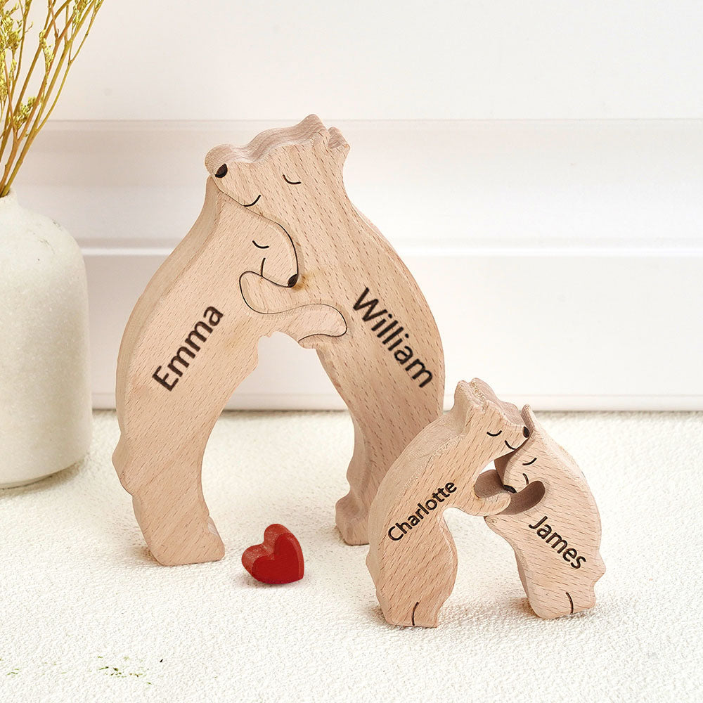 Customized Puzzle for Families with Wooden Bears, Personalized Names, Home Décor Gifts