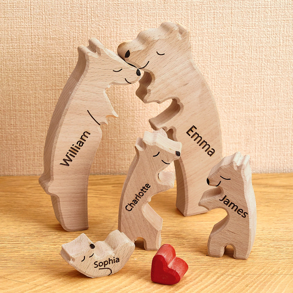 Customized Puzzle for Families with Wooden Bears, Personalized Names, Home Décor Gifts