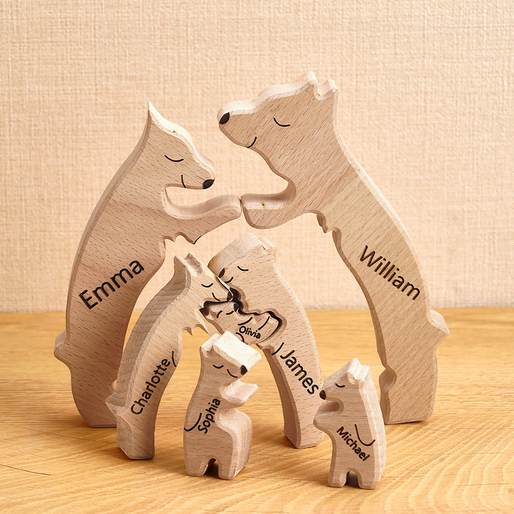 Customized Puzzle for Families with Wooden Bears, Personalized Names, Home Décor Gifts