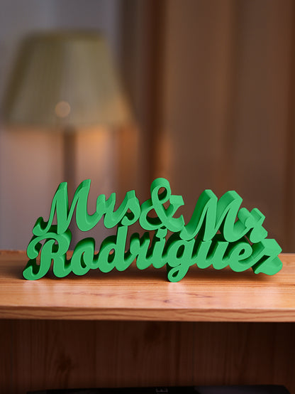 Personalized 3D Print Last Name Sign Custom Wedding Family Name Sign Wedding Tabletop Centerpieces for Wedding and Home