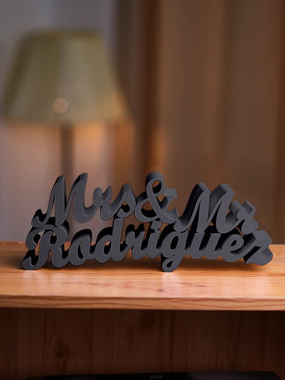 Personalized 3D Print Last Name Sign Custom Wedding Family Name Sign Wedding Tabletop Centerpieces for Wedding and Home