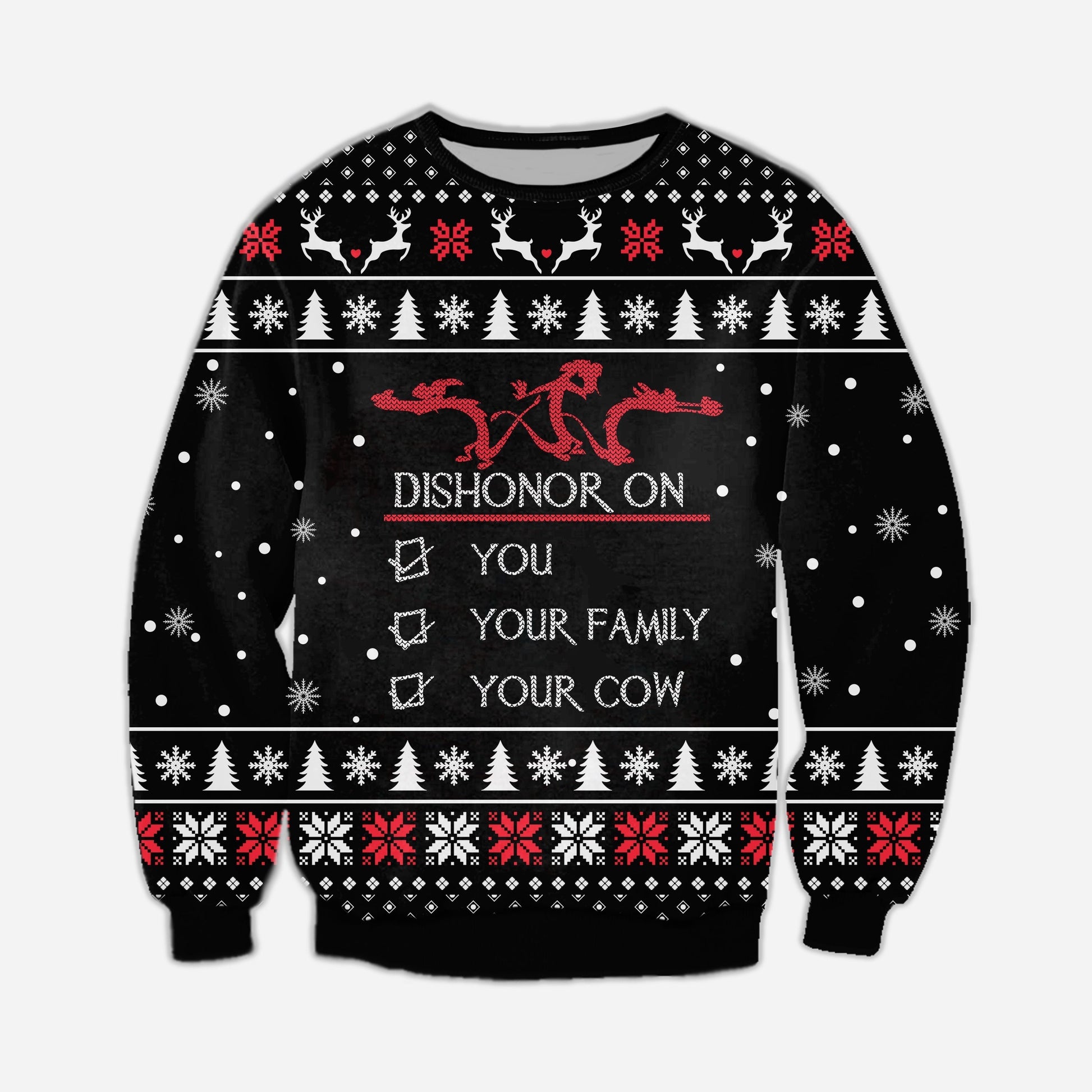 Dishonor On You Your Family Your Cow Ugly Christmas Sweater For Men & Women Christmas Gift Sweater CEE054 - WeCustomit
