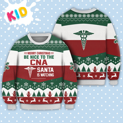 CNA All Merry Christmas Be Nice Sweater Christmas Knitted Print Sweatshirt - Best Gift For Christmas, Noel - Christmas Signature - WeCustomit