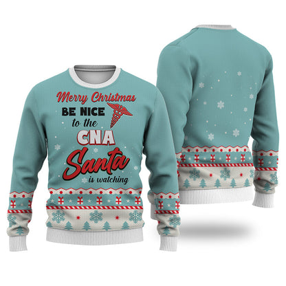 CNA Merry Christmas Be Nice Sweater Christmas Knitted Sweater Print Fashion Sweatshirt For Everyone - WeCustomit